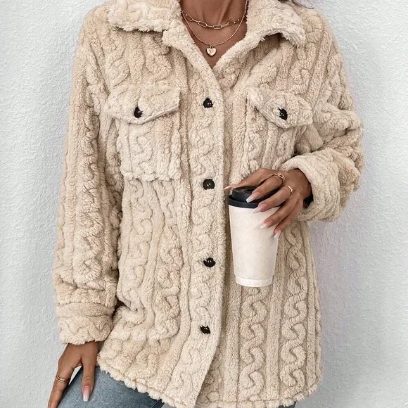 Apricot Casual Women's Coral Fleece & Flannel Ladies Regular Warm Jacket - Picture 3 of 6